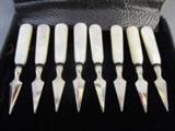 8 Mother of Pearl & Silver Plated Corn Spears - Made in Germany