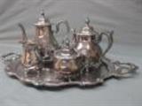 Beautiful 5 Piece Rochelle Silver Plated Tea Set by Webster Wilcox