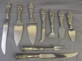Vintage Silver Plated and Stainless Steel Cheltenham & Co. Sheffield England 2 Piece Carving Set & 7 Piece Serving Set