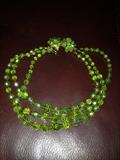 Green crystal necklace and matching earrings
