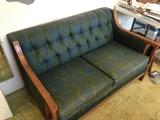 Green and Navy blue Mid Century Modern love seat