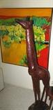 Large 5' H carved wood giraffe 