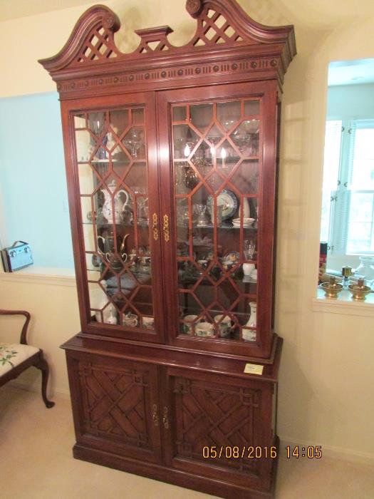 Chinese Chippendale style Henrendon light-up china cabinet