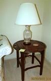 Tray top table and one of 2 matching glass lamps