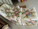 Floral lounge chair and matching ottoman