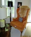 One of 2 wide wale corduroy covered wingback chairs. Pretty groovy !