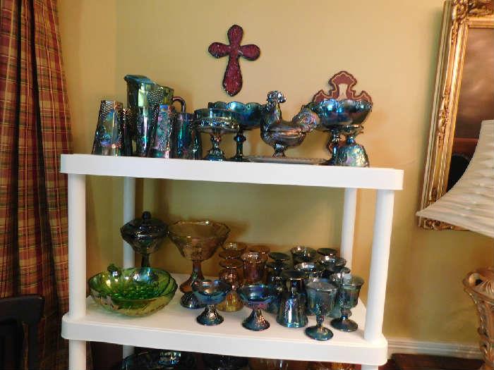 Large Collection of Indiana Glass Harvest Grape Carnival Glass