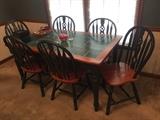 Kitchen Table and Six Chairs.  Green Tile.  Heavy duty table