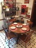Oak Single pedestal Table and 4 chairs