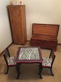 Little Girls table set, cedar chest, cabinet