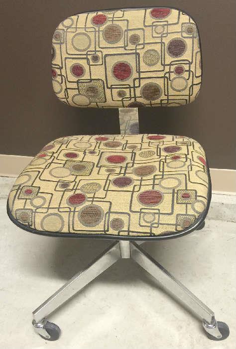 Vintage Steelcase office chair reupholstered in retro woven fabric with chenille accents