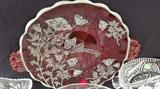40th Anniversary Plate Ruby Red Silver Overlay