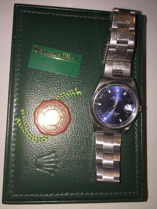 MENS ROLEX OYSTER PERPETUAL DATE 15200 BLUE DIAL STAINLESS STEEL 1998