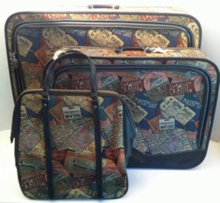 VINTAGE TAPESTRY LUGGAGE AIRLINE TRAVEL THEME					
