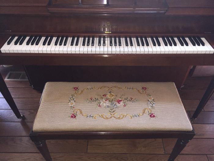 STEINWAY UPRIGHT MAHOGANY  PIANO 1947  WITH BENCH