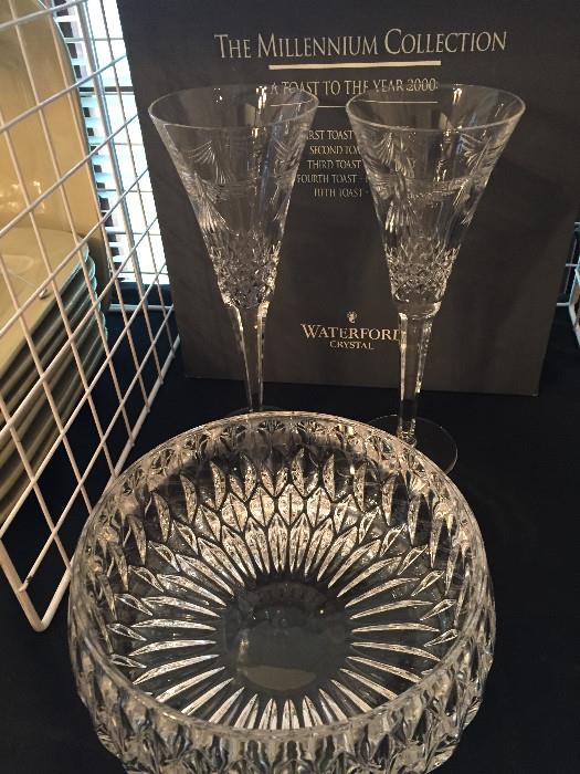 WATERFORD CRYSTAL TOASTING CHAMPAGNE FLUTES MILLENNIUM COLLECTION