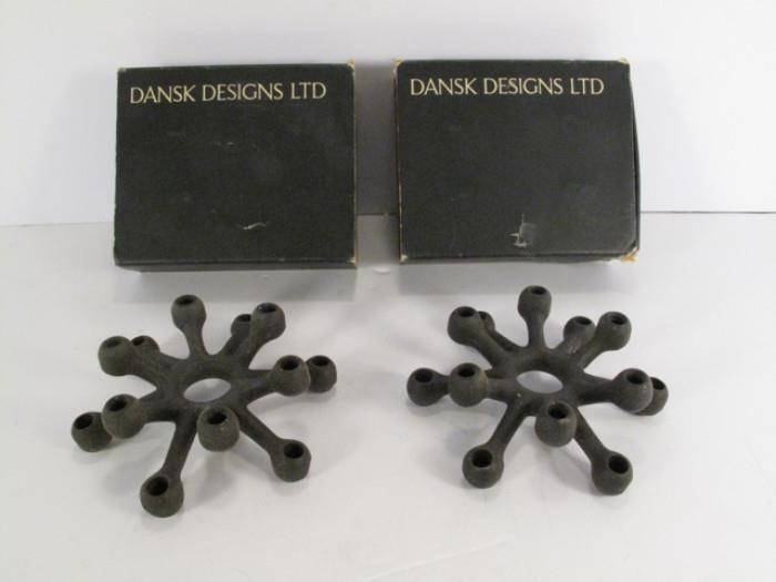 DANSK SPIDER CANDLE HOLDERS W/CANDLES