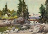 Lot# 009 Paul Lauritz (1889-1975)		

Paul Lauritz (1889-1975 Glendale, CA), Alaska, Trapper by a Stream, est:$3000/5000