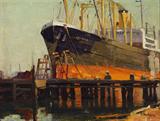 Lot# 020 Ferdinand Kaufmann (1864-1942)		

Ferdinand Kaufmann (1864-1942 Los Angeles, CA), Ship in Los Angeles Harbor, est:$2500/3500