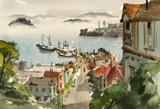 Lot# 039 Jade Fon (1911-1983)		

Jade Fon A.W.S. (1911-1983 Bakersfield, CA), View of Fisherman?s Wharf and Alcatraz, San Francisco, est:$6000/8000