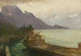 Lot# 069 Jean Mannheim (1863-1945)		

Jean Mannheim (1863-1945 Pasadena, CA), Boat on Lake Lausanne, Switzerland, est:$1000/1500