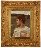 Lot# 1023 Alfred Seifert (1850-1901 Czech) 









''La Jeune Fille'', Portrait of a Lady in a Landscape. 16'' H x 12'' W. est:$3500/4500