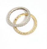 Lot# 1054 A set of diamond, platinum and 18K yellow gold eternity bands 









Modern, set entirely with 200 full-cut round diamonds totaling approximately 3.00 cts, graded H-I color and VS clarity, size 8.5, 5 gms, 2 pcs. est:$600/800