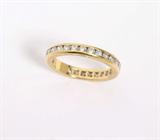 Lot# 1121 A diamond and 18K yellow gold eternity band, Tiffany & Co 









Signed Tiffany & Co, set with 27 full-cut diamonds totaling approximately 0.80 ct, graded G-H color and VS clarity, size 6.5, 3.5 gms. est:$600/800