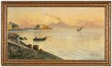 Lot# 1144 Giovanni Battista (1860-1925 Italian) 









View of Naples Bay with Vesuvius Smoking in the Distance. 8.5'' H x 15.5'' W. est:$1000/1500