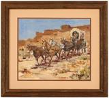 Lot# 1194 James Lee Colt (1922-2005 Palm Springs, CA) 









''The Freighters''. sight size: 14.5'' H x 17'' W. est:$600/800