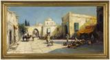 Lot# 1145 Arthur Vidal Diehl (1870-1929 Fall River, MA) 









Moroccan Market Square. 20'' H x 39.5'' W. est:$2500/3500