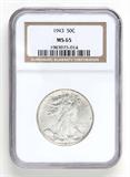 Lot# 1012 1943 Walking Liberty Half Dollar Silver Coin, MS 65
NGC# 1983973-014, NGC Graded Population 14061, NGC Census 4499/3301, NGC PRICE GUIDE: $156.00