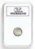Lot# 1015 1939 Mercury Dime Silver Coin, MS 67
NGC# 321798-009, NGC Graded Population 2588, NGC Census 996/89, NGC PRICE GUIDE: $38.75