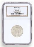 Lot# 1014 1930 Standing Liberty Quarter Dollar Silver Coin, MS 66
NGC# 394894-013, NGC Graded Population 831, NGC Census 26/5, NGC PRICE GUIDE: $730.00