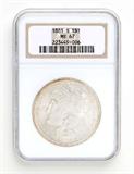 Lot# 1019 1881 S Morgan $1 Dollar Silver Coin, MS 67
NGC# 223449-006, NGC Graded Population 200768, NGC Census 3956/195, NGC PRICE GUIDE: $790.00