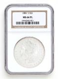 Lot# 1022 1881 S Morgan $1 Dollar Silver Coin, MS 66 PL
NGC# 1944268-001, NGC Graded Population 6280, NGC Census 512/122, NGC PRICE GUIDE: $550.00