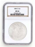 Lot# 1025 1884 O Morgan $1 Dollar Silver Coin, MS 66
NGC# 1958450-001, NGC Graded Population 165355, NGC Census 1761/109, NGC PRICE GUIDE: $444.00