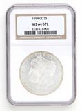Lot# 1037 1884 CC Morgan $1 Dollar Silver Coin, MS 64 DPL
NGC# 2231473-007, NGC Graded Population 1888, NGC Census 808/313, NGC PRICE GUIDE: $630.00