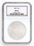 Lot# 1044 1880 S Morgan $1 Dollar Silver Coin, MS 66
NGC# 1870114-007, NGC Graded Population 117781, NGC Census 11198/3635, NGC PRICE GUIDE: $444.00