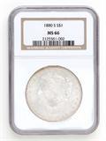 Lot# 1046 1880 S Morgan $1 Dollar Silver Coin, MS 66
NGC# 2125581-002, NGC Graded Population 117781, NGC Census 11198/3635, NGC PRICE GUIDE: $444.00