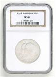 Lot# 1056 1923 S Monroe Doctrine Centennial (1823-1923), Los Angeles, Silver Half Dollar, MS 61
NGC# 2181061-011, NGC Graded Population 3420, NGC Census 67/3228, NGC PRICE GUIDE: $69.00