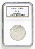 Lot# 1067 1937 Arkansas Centennial (1836-1936), Silver Half Dollar, MS 64
NGC# 2181053-003, NGC Graded Population 678, NGC Census 331/255, NGC PRICE GUIDE: $125.00