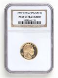 Lot# 1087 1999 W Washington $5 Gold Coin, PF 69 Ultra Cameo
NGC# 1838244-176, NGC PRICE GUIDE: $500.00