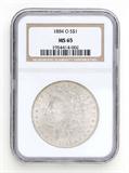 Lot# 1093 1884 O Morgan $1 Dollar Silver Coin, MS 65
NGC# 1954414-002, NGC Graded Population 165355, NGC Census 17141/1870, NGC PRICE GUIDE: $194.00