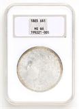Lot# 1107 1885 Morgan $1 Dollar Silver Coin, MS 66
NGC# 199221-005, NGC Graded Population 62422, NGC Census 1728/207, NGC PRICE GUIDE: $444.00