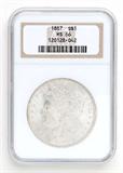 Lot# 1105 1887 Morgan $1 Dollar Silver Coin, MS 66
NGC# 12012828-042, NGC Graded Population 159279, NGC Census 3620/309, NGC PRICE GUIDE: $500.00