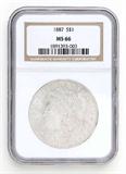 Lot# 1108 1887 Morgan $1 Dollar Silver Coin, MS 66
NGC# 1891393-003, NGC Graded Population 159279, NGC Census 3620/309, NGC PRICE GUIDE: $500.00
