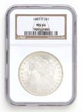 Lot# 1127 1885 O Morgan $1 Dollar Silver Coin, MS 66
NGC# 1759900-048, NGC Graded Population 165704, NGC Census 4155/528, NGC PRICE GUIDE: $444.00