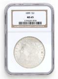 Lot# 1125 1889 Morgan $1 Dollar Silver Coin, MS 65
NGC# 1795541-018, NGC Graded Population 33663, NGC Census 1943/208, NGC PRICE GUIDE: $300.00