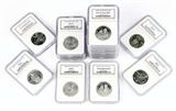 Lot# 1159 Group lot of 17 Graded Commemorative Half-Dollars
Including: One 1982 D Washington MS 67;One 1991 - 1995 P WWII MS 70; One 1992 S Olympics PF 70 Ultra Cameo; One 1994 D World Cup MS 69; Four 2008 S Bald Eagle MS 70; Four 2008 S Bald Eagle PF 69 Ultra Cameo; Five 2008 S Bald Eagle PF 70 Ultra Cameo, est:$500/700